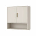 Armário Suspenso de Casa de Banho em MDF Branco e Dourado com 2 Portas, 60 x 20 x 70 cm