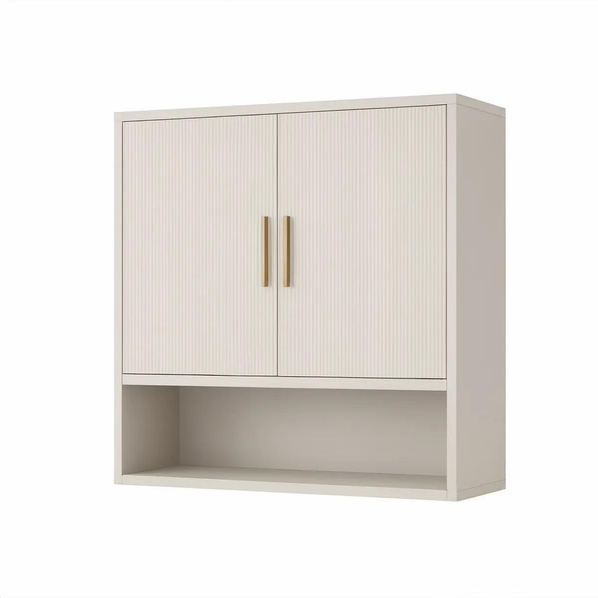 Armário Suspenso de Casa de Banho em MDF Branco e Dourado com 2 Portas, 60 x 20 x 70 cm
