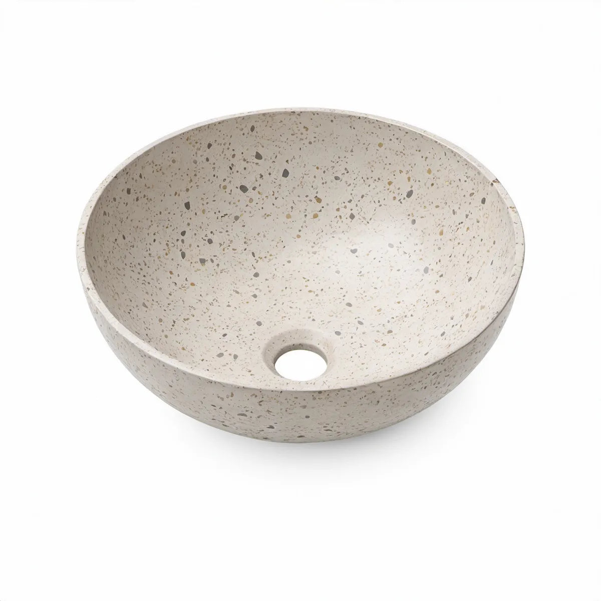 Lavatório de Bancada Redondo em Terrazzo Bege, Ø 40 x 12 cm