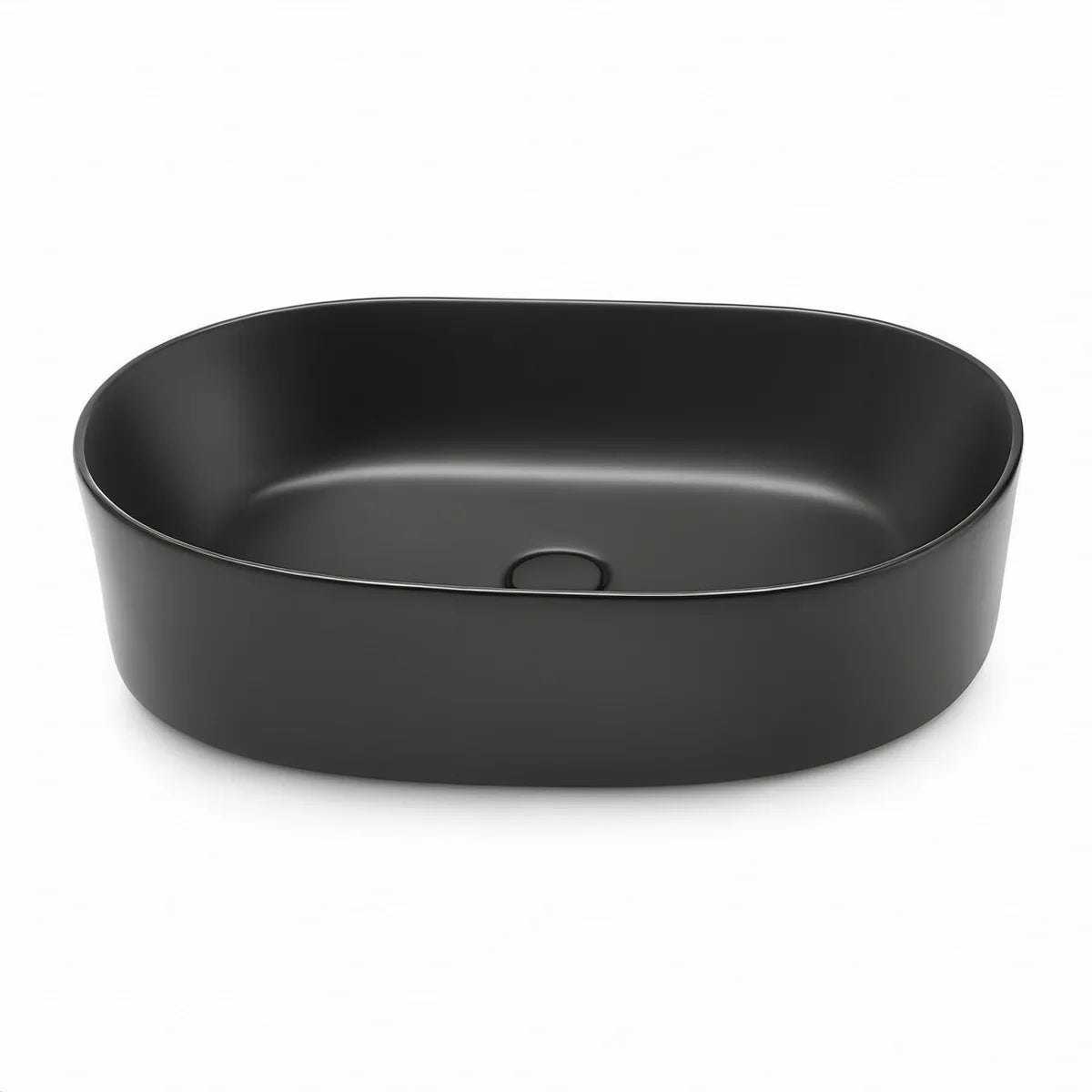 Lavatório de bancada oval em cerâmica preto mate 50 x 35 x 13 cm