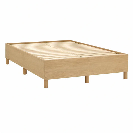 Cama de Casal 160 x 200 cm em MDF com Folheado de Carvalho Claro Bege